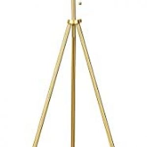 O’Bright Tripod Floor Lamp, Adjustable in Height, 100% Metal Body with Linen Drum Shade, E26 Socket, Bedside Lamp, Standing Light for Living Room, Bedroom, Office, Antique Brass
