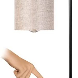 YUUSFJI Industrial Touch Control Table Lamps with 2 USB Ports,5W Bulb Desk Light,3-Way Dimmable Vintage Bedside Nightstand Reading Lamp for Bedroom Living Room Office. (Linen Cover)