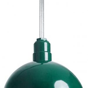 Steel Lighting Co. Rose Bowl Pendant | Ceiling Mounted Light | 15 inch Dome | 12 inch Stem | Heavy Duty Steel Farmhouse Barn Style Made in America | Green Exterior/White Interior