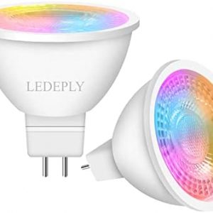 MR16 Smart Bulbs, 5W, GU5.3 LED WiFi Bulb, Compatible with Alexa & Google Assistant, AC/DC 12V, Bi-Pin, Color Changing &Tunable White, for Track Lighting, No Hub Required, 2.4G Only, LEDEPLY, 2 Pack