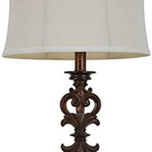 Décor Therapy TL7932 25″ Carved Wood Tone Table Lamp, Bronze