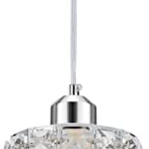 Modern Crystal Pendant Light Adjustable Chrome Finish Hanging Pendant Lighting Crystal Chandelier Lighting Fixture for Kitchen Island Counter Bar Dining Room Bedroom, Hallway (Silver)