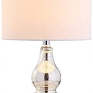 JONATHAN Y JYL1028C Anya 20.5″ Mini Glass LED Table Lamp Transitional,Glam,Midcentury for Bedroom, Living Room, Office, College Dorm, Coffee Table, Bookcase, Silver