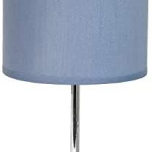 Simple Designs LT2007-PRP Chrome Mini Basic Table Lamp with Fabric Shade, Periwinkle Purple