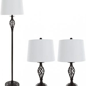 Table Lamps and Floor Lamp Set of 3, Spiral Cage Design (3 LED Bulbs included) by Lavish Home – 72-LMP3001
