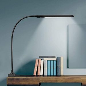 LED Desk Lamp with Clamp,Flexible Gooseneck Clamp Lamp,Dimmable,Touch Control 3 Color Modes,Eye-Care Table Light with Adjustable Arm,Architect Lamp for Home/ Office /Workbench/Reading Working Black