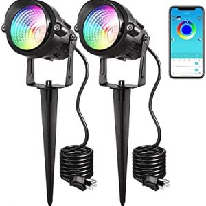 Outdoor Landscape Lights,Color Change Led Stage Landscape Lighting,RGB Bluetooth Smart Floodlights APP Control,16 Million Colors Spotlight Flood Lamp for Garden Path Yard Patio Tree Pool Decoration