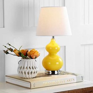 Safavieh Kids Lighting Collection Eva Yellow Double Gourd 19-inch Bedroom Living Room Home Office Desk Nightstand Table Lamp (LED Bulb Included)