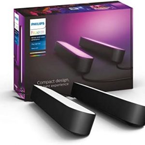 Philips Hue Play White & Color Smart Light, 2 Pack Base kit, Hub Required/Power Supply Included (Works with Amazon Alexa, Apple Homekit & Google Home), Black, Base Kit – 2 Pack