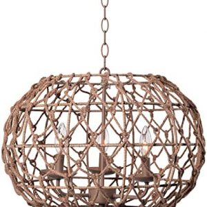 Kenroy Home 92072TN Torus Rustic Woven Pendant Light Fixture, Tan