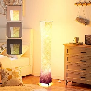 Floor Lamp, chiphy Column Floor Lamps, 3 Levels dimmable Brightness 12W/2 LED Bulbs(2400 Lumens, 100 Watt Equivalent) Purple Lampshade, Modern and Decorative for Living Room and Bedroom