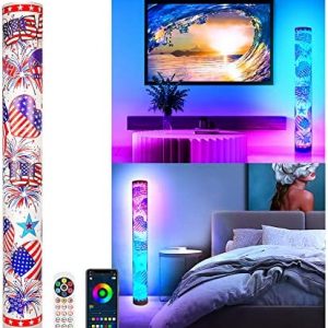 Heceltt Led Floor Lamp, Color Changing RGB Floor Lamp with Balloons and Hearts Pattern Lampshade, Creative DIY Mode, Remote & APP Control, Smart Music Sync Corner Floor Lamp for Bedroom, Living Room