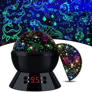 Christmas Projector Lights Dinosaur Night Light for Boys Toys for Kids Age 3-5, 360 Degree Rotation with 17 Colors Projection Toddler Nightlight Lamp for Kids Room Decor, Birthday Xmas Gifts for Boys