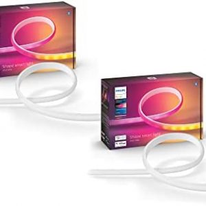 Philips Hue 2-Pack Bluetooth Gradient Ambiance Smart Lightstrip 12ft Base Kit with Two Plugs, (Muticolor Strip, Works with Apple Homekit and Google Home), White,570556 (570556-2)