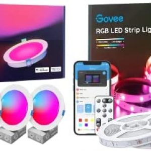 Govee Bluetooth LED Strip Lights 65.6ft Bundle Smart Recessed Lighting 6 Inch Smart Downlights