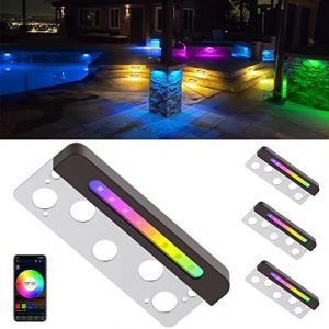 Ytiws 4 Pack 7 Inch 3W Smart Hardscape Lighting, 12V DC Retaining Wall Lights Color Changing, IP65 Waterproof Low Voltage Outdoor Lights, APP Control Landscape Step Light, Hardscape Paver Light
