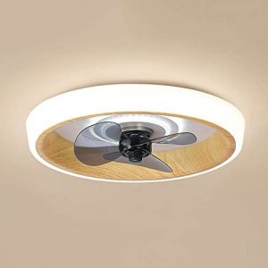 ZWPAYF Ceiling Fan with Light Recessed Modern Interior 18.9/19.7″ LED Dimmable Slim Ceiling Fan with Remote Control Smart Dimmable and 6 Speeds Reversible Blade Ceiling Lamp for Study Bedroom