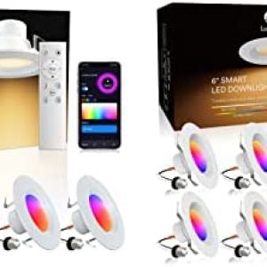 Smart Recessed Can Lights 5/6 in+Smart Can Lights 6 in with Remote