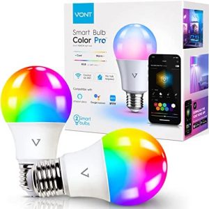 Smart Light Bulbs [2 Pack], WiFi 2.4GHz & Bluetooth 5.0, Compatible w/ Alexa & Google Without Hub, Dimmable, Music Sync, Schedules, Color Changing Bulb RGBCW Smart Bulbs, LED Bulb, A19/E26 9W 810LM